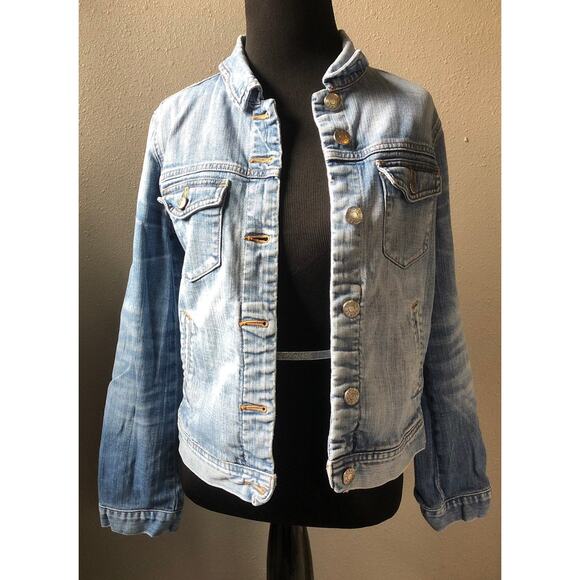 J. Crew light blue faded Jean denim jacket women's size xs extra small - Picture 1 of 7
